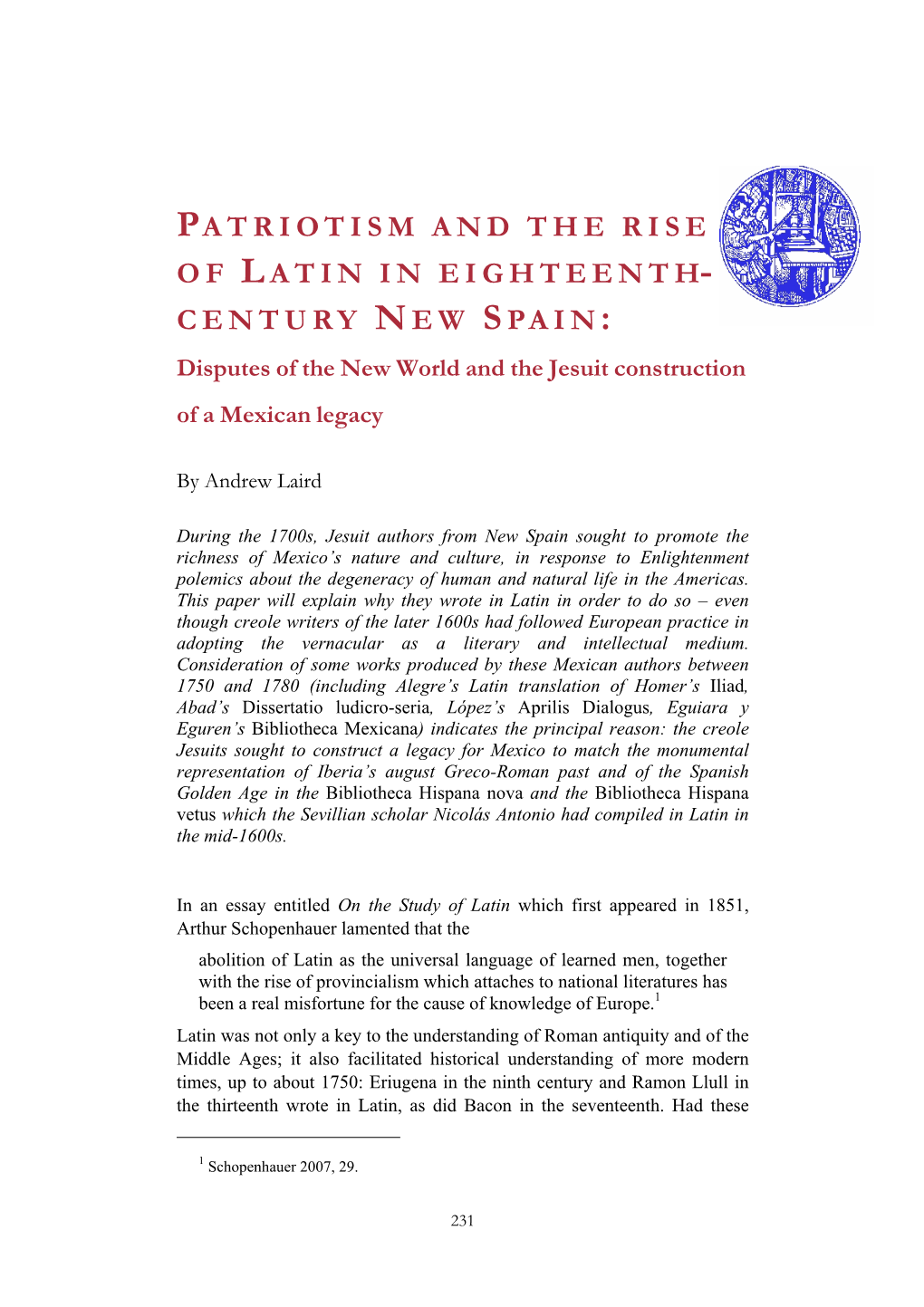 Patriotism and the Rise of Latin in Eighteenth Century