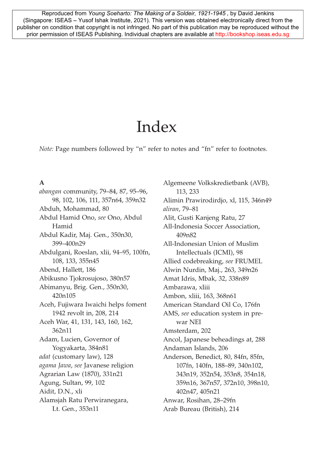 “Fn” Refer to Footnotes. a Abangan Community, 79–84, 87, 95–96