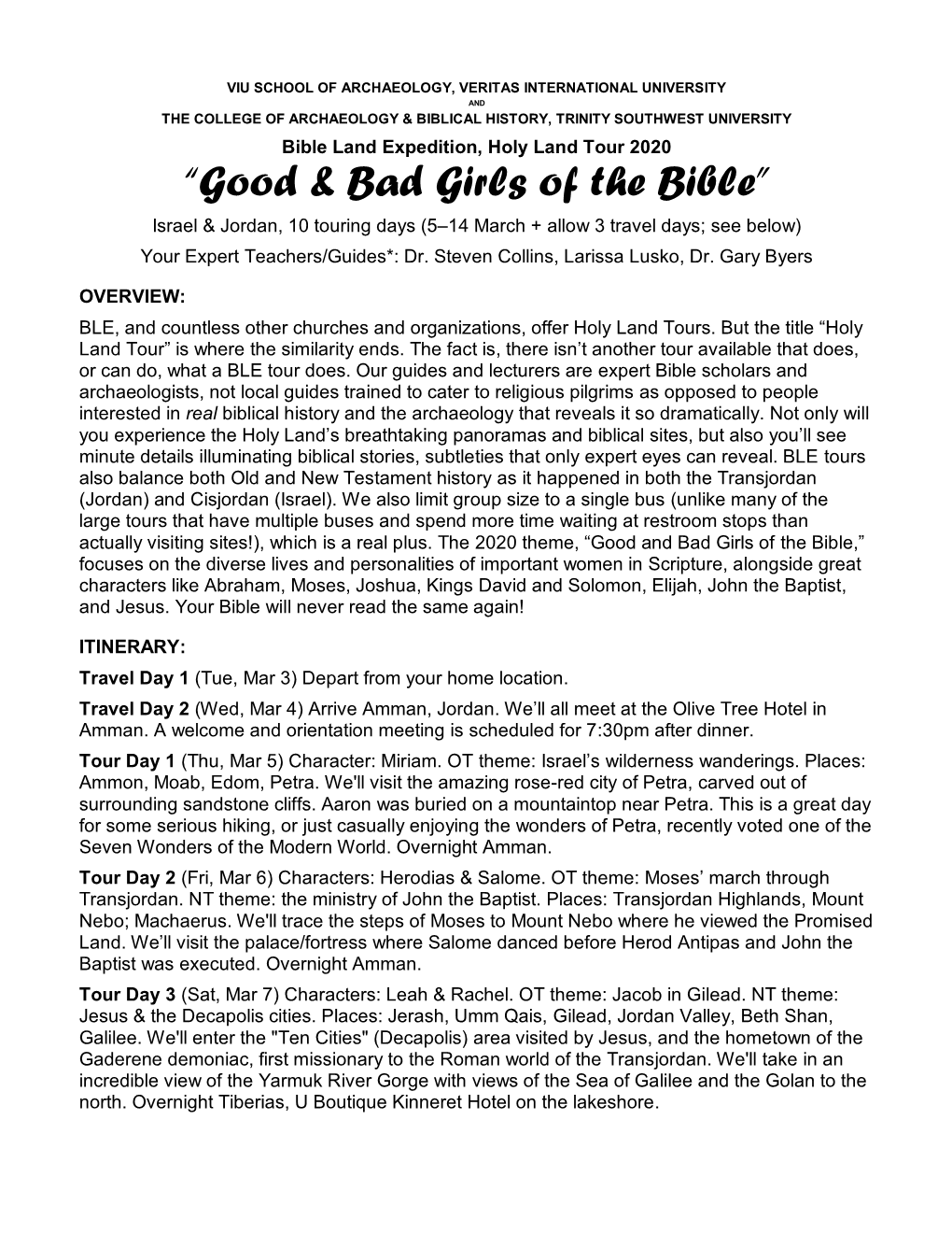 “Good & Bad Girls of the Bible”