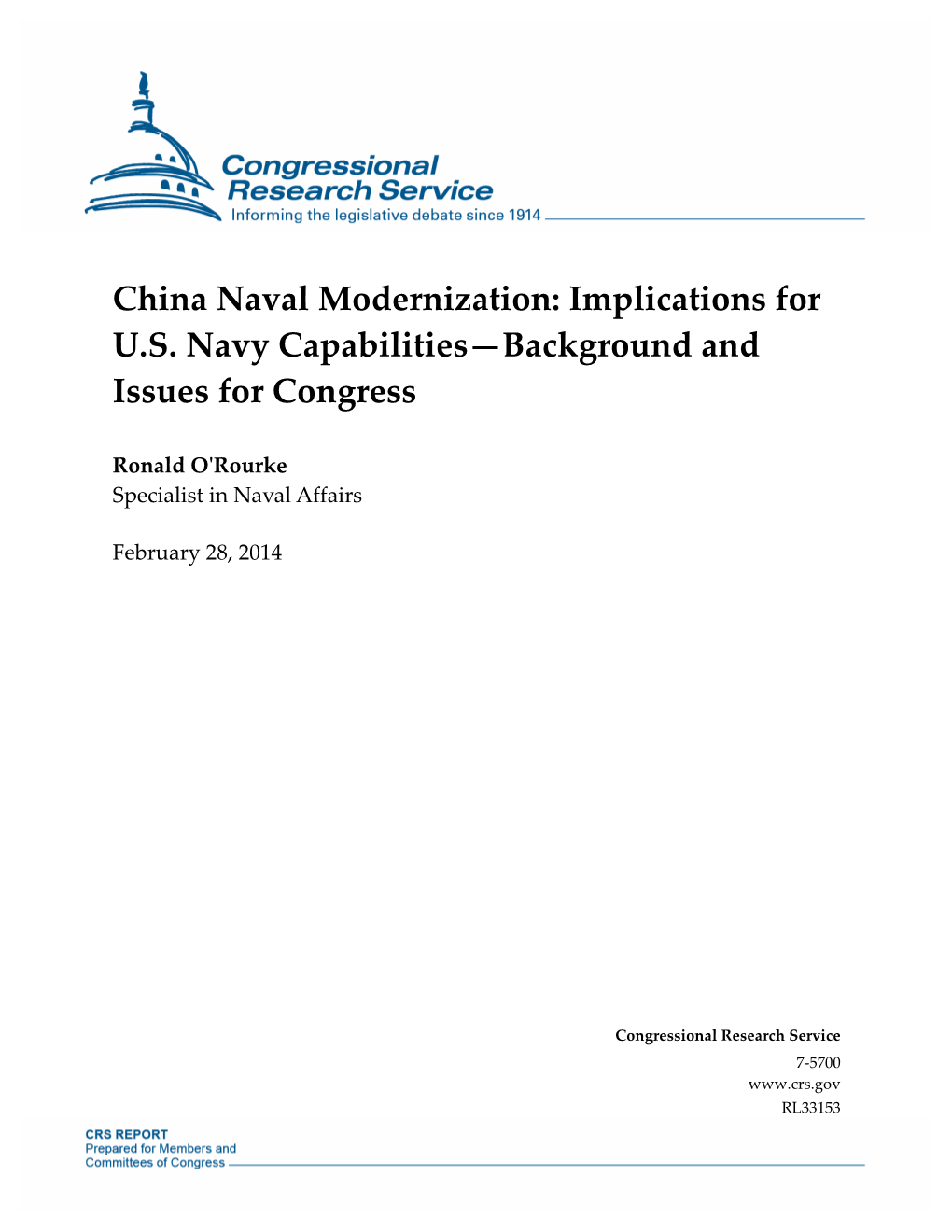 China Naval Modernization: Implications for U.S