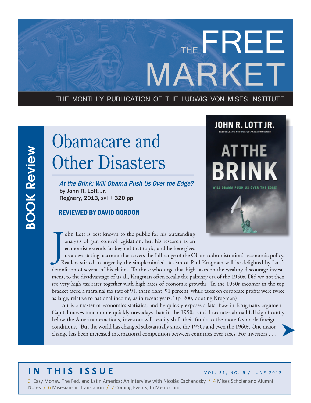 Free Market the Monthly Publication of the Ludwig Von Mises Institute