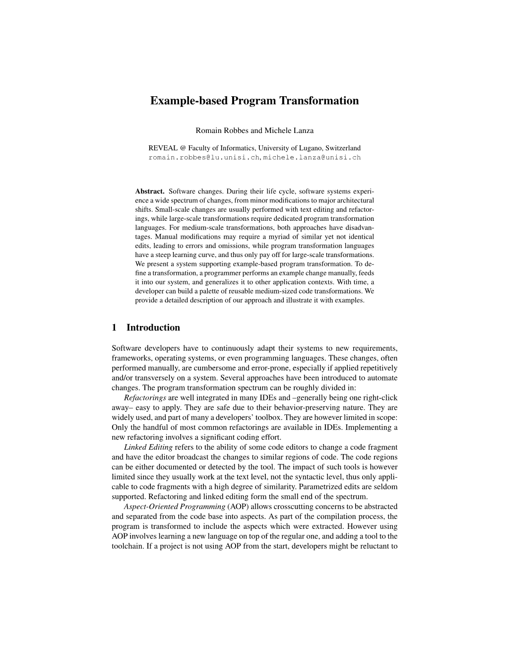 Example-Based Program Transformation
