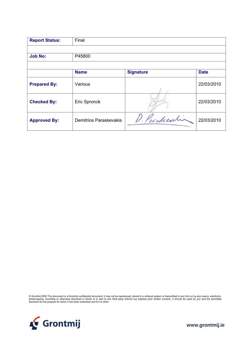 Constraints Study Report Ref.: P45800-N2C2NI Constraints Study Report - Final.Doc Final March 2010 Table of Contents