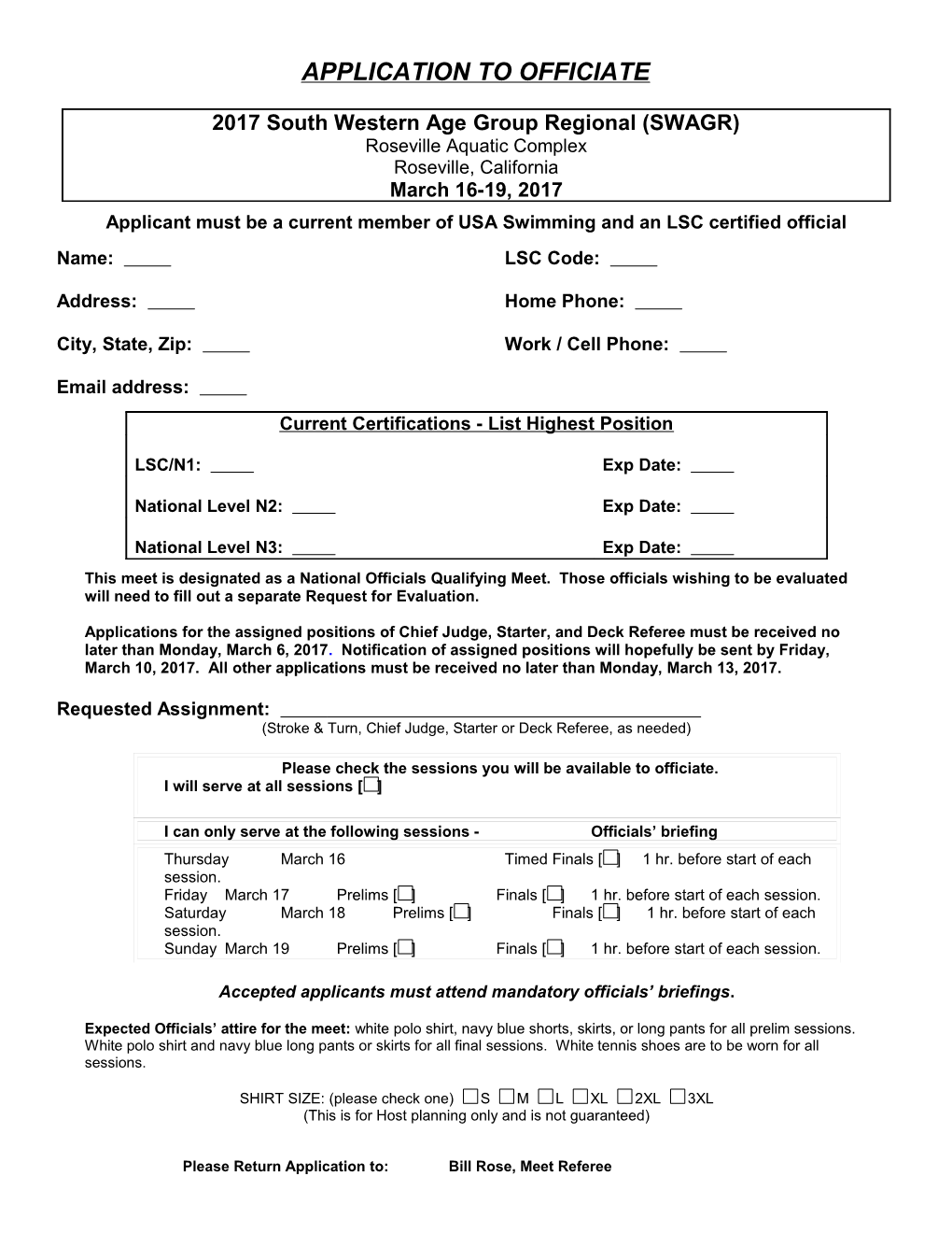 Western Zone Chief Judge Application