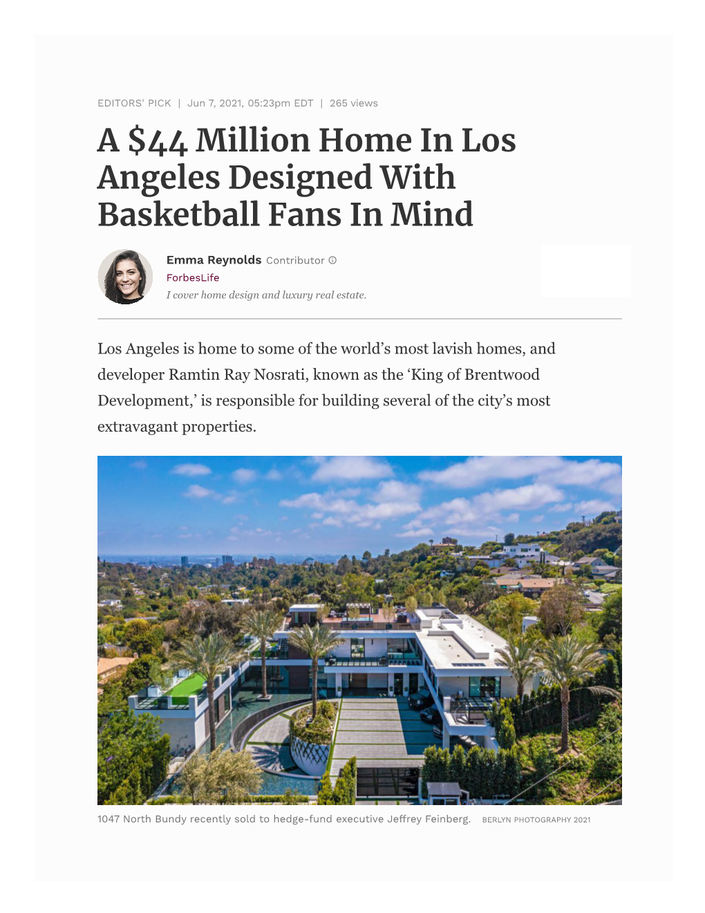 A $44 Million Home in Los Angeles Designed with Basketball Fans in Mind