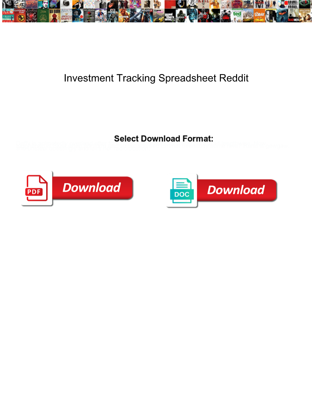 Investment Tracking Spreadsheet Reddit