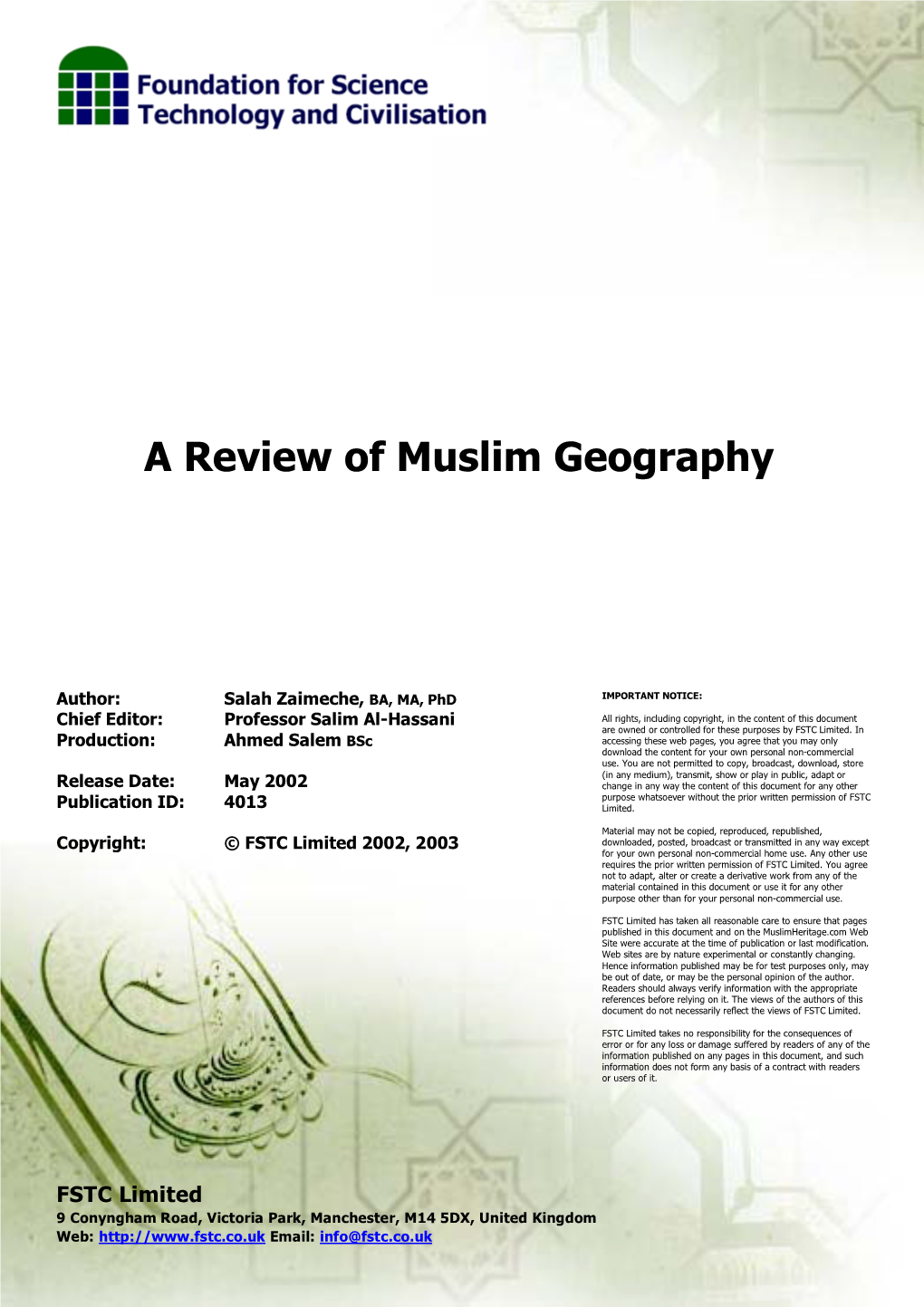 A Review of Muslim Geography