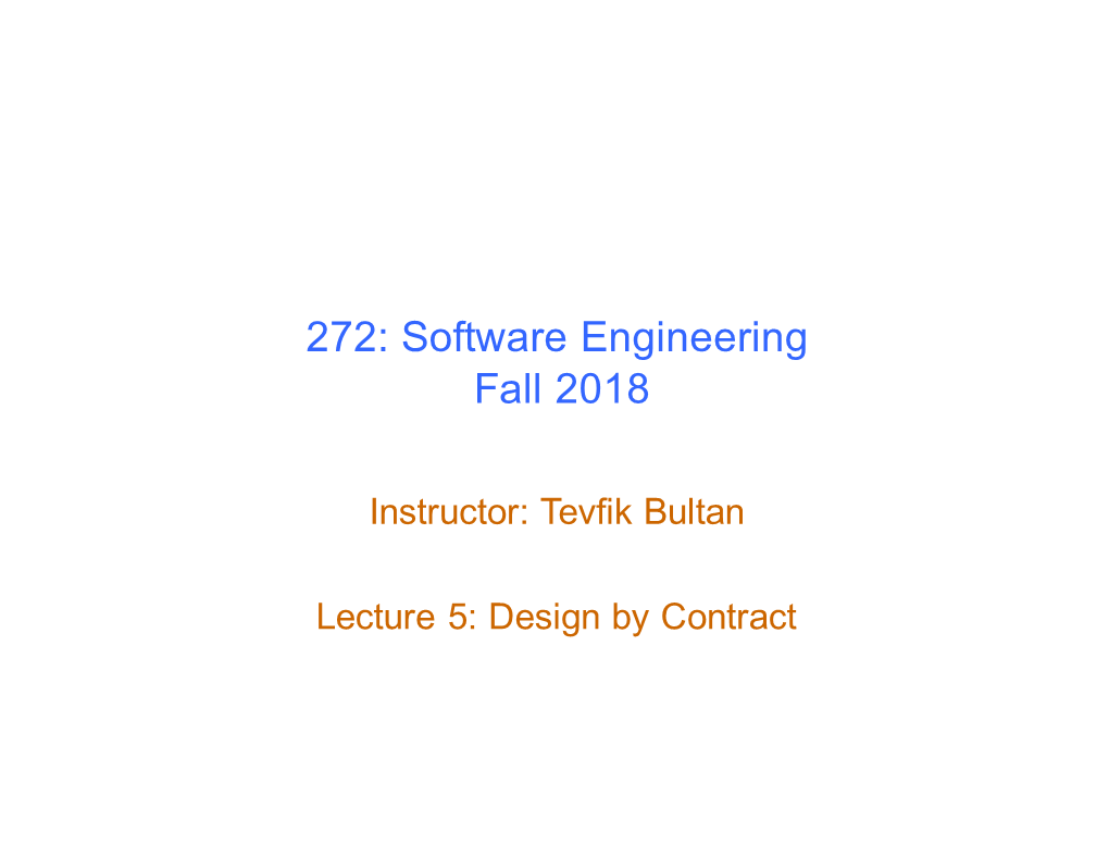 Lecture 5: Design by Contract and Runtime