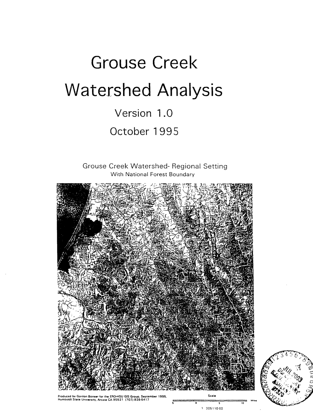 Grouse Creek Watershed Analysis Version 1.0 October 1995