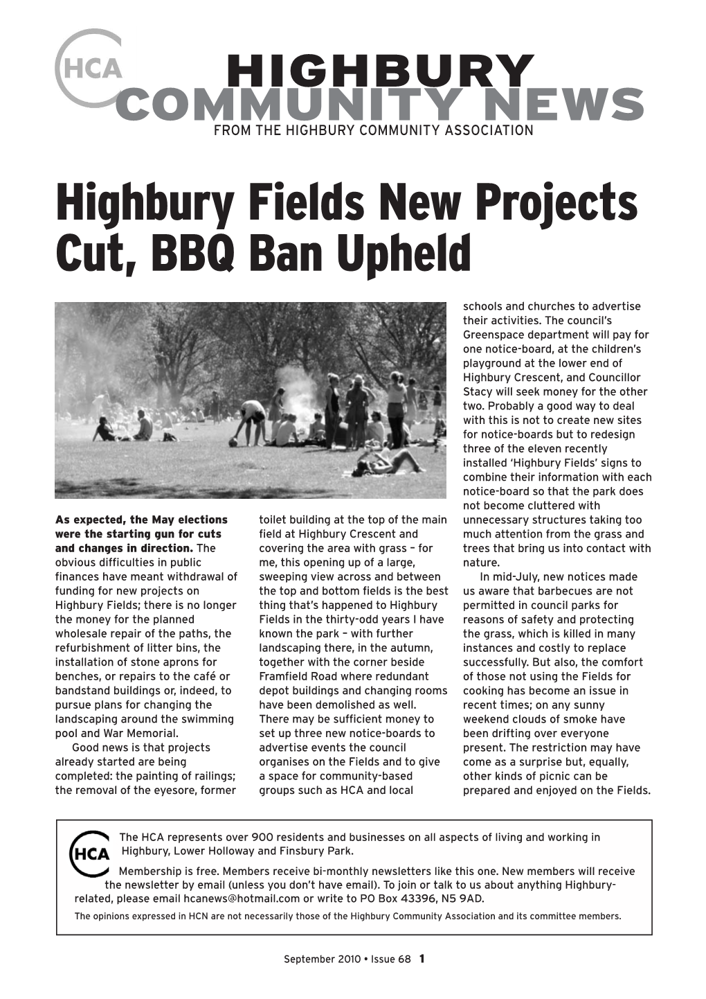 Highbury Fields New Projects Cut, BBQ Ban Upheld