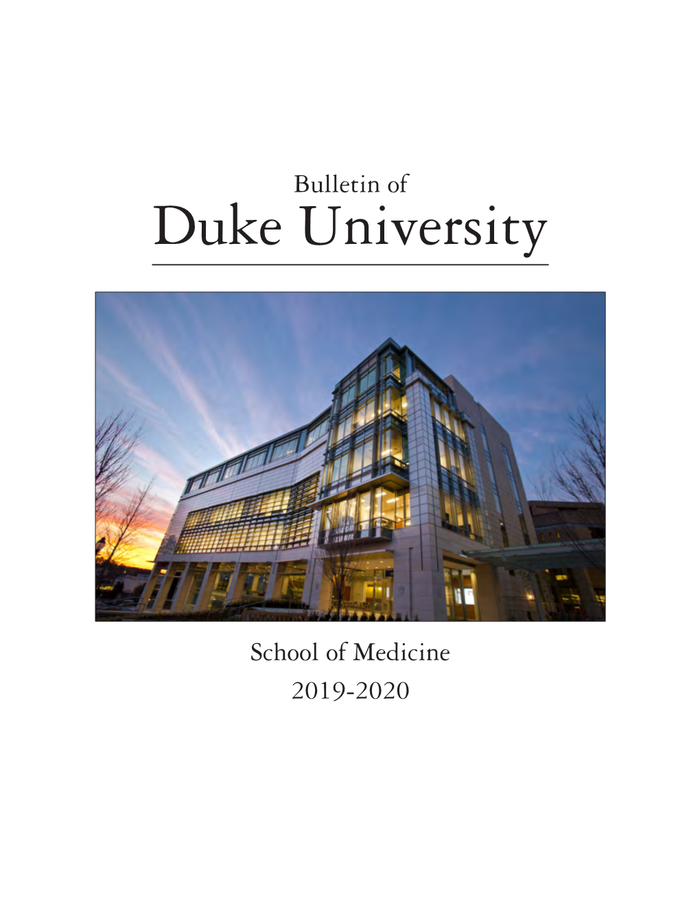 2019-20 School of Medicine Bulletin