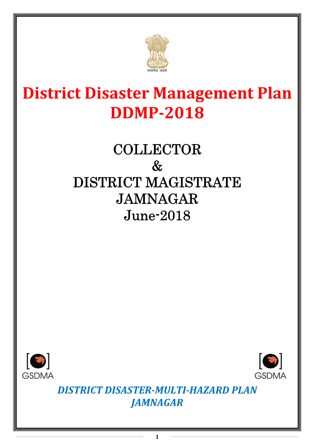 District Disaster Management Plan DDMP-2018