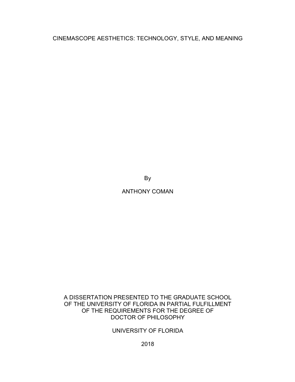 University of Florida Thesis Or Dissertation Formatting Template