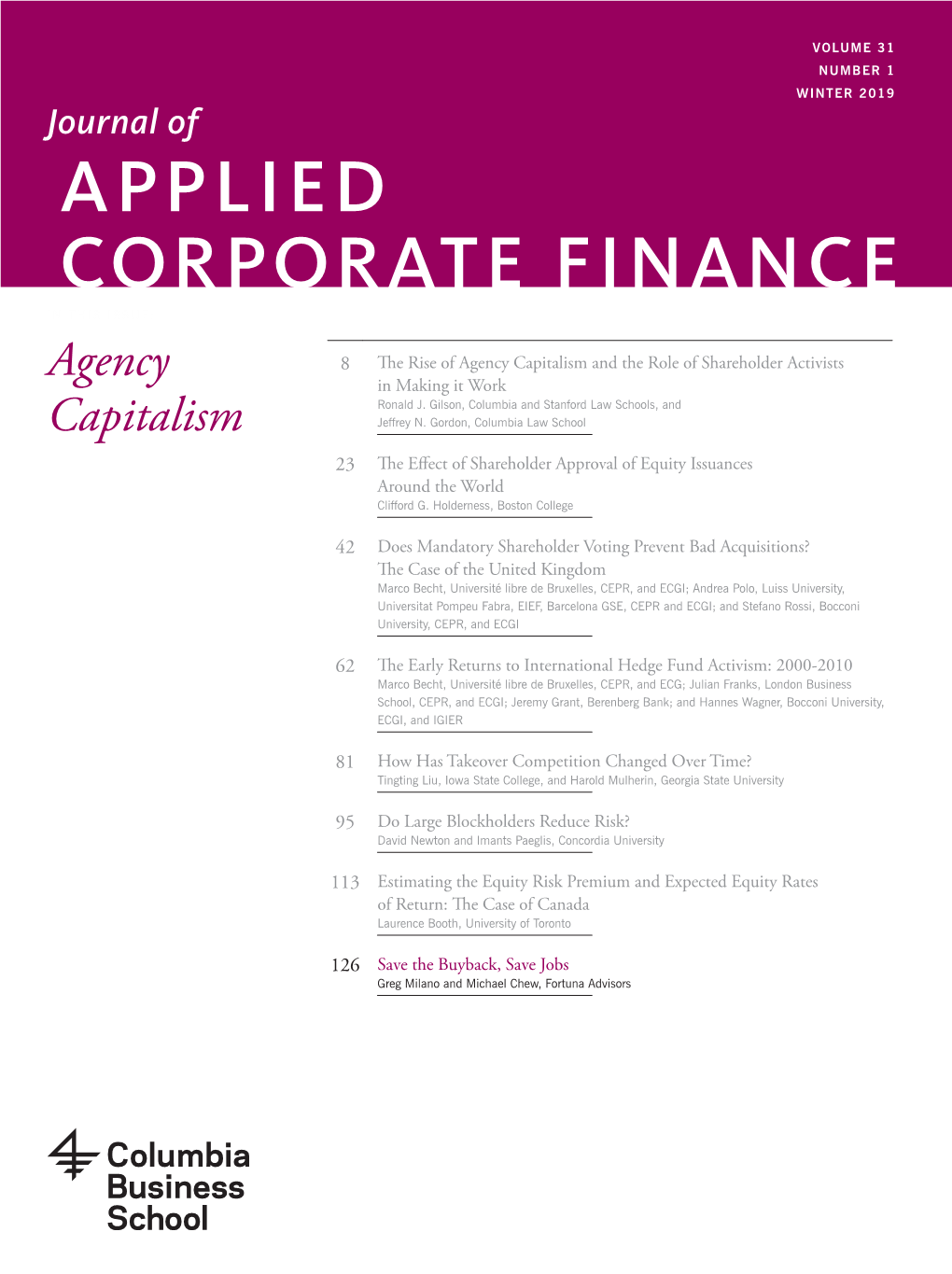 Journal of APPLIED CORPORATE FINANCE in THIS ISSUE