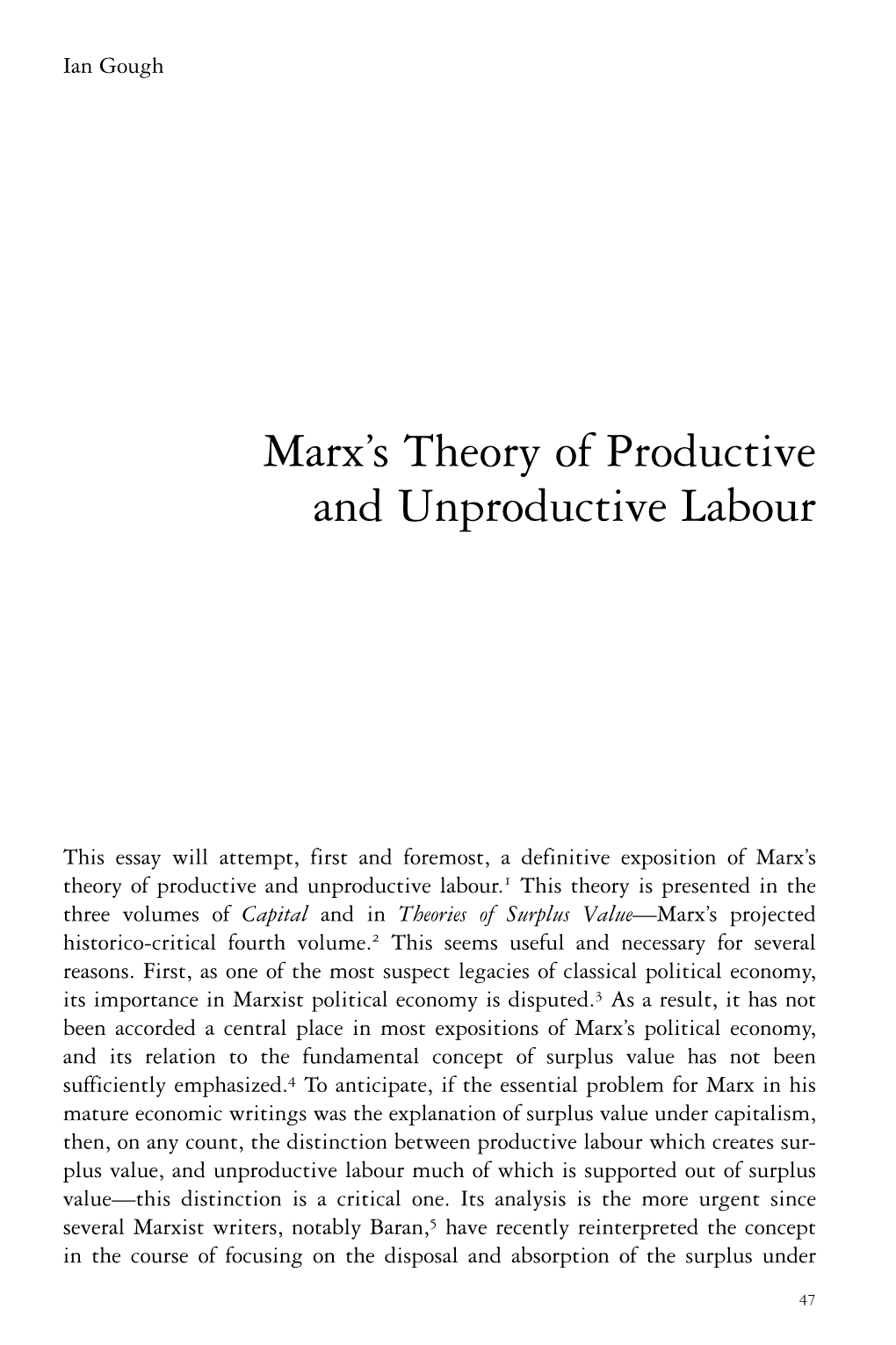 Marx.S Theory of Productive and Unproductive Labour