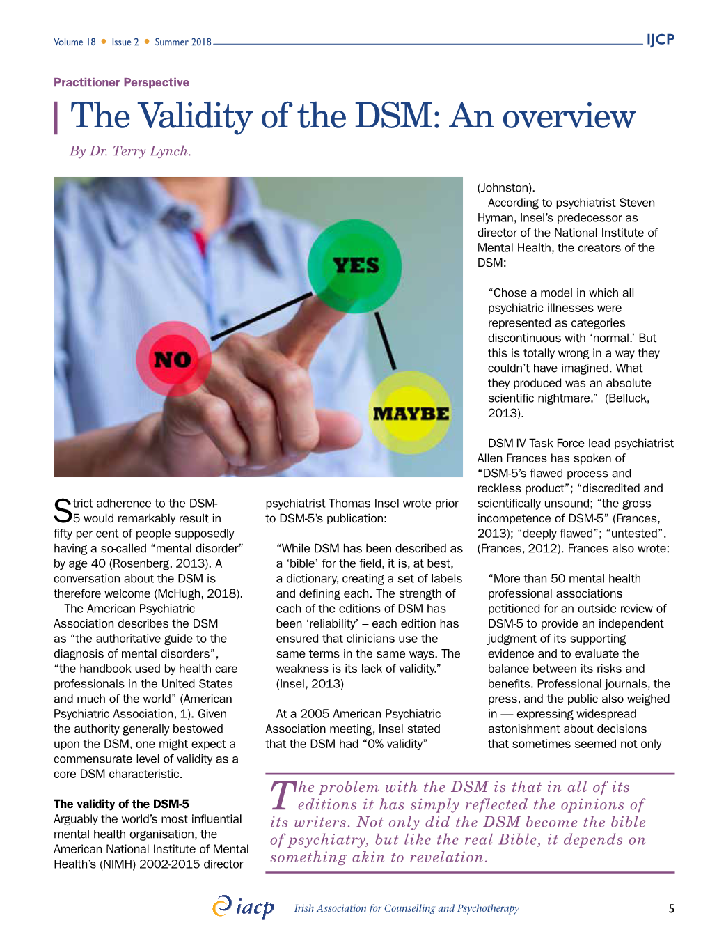 The Validity of the DSM: an Overview by Dr