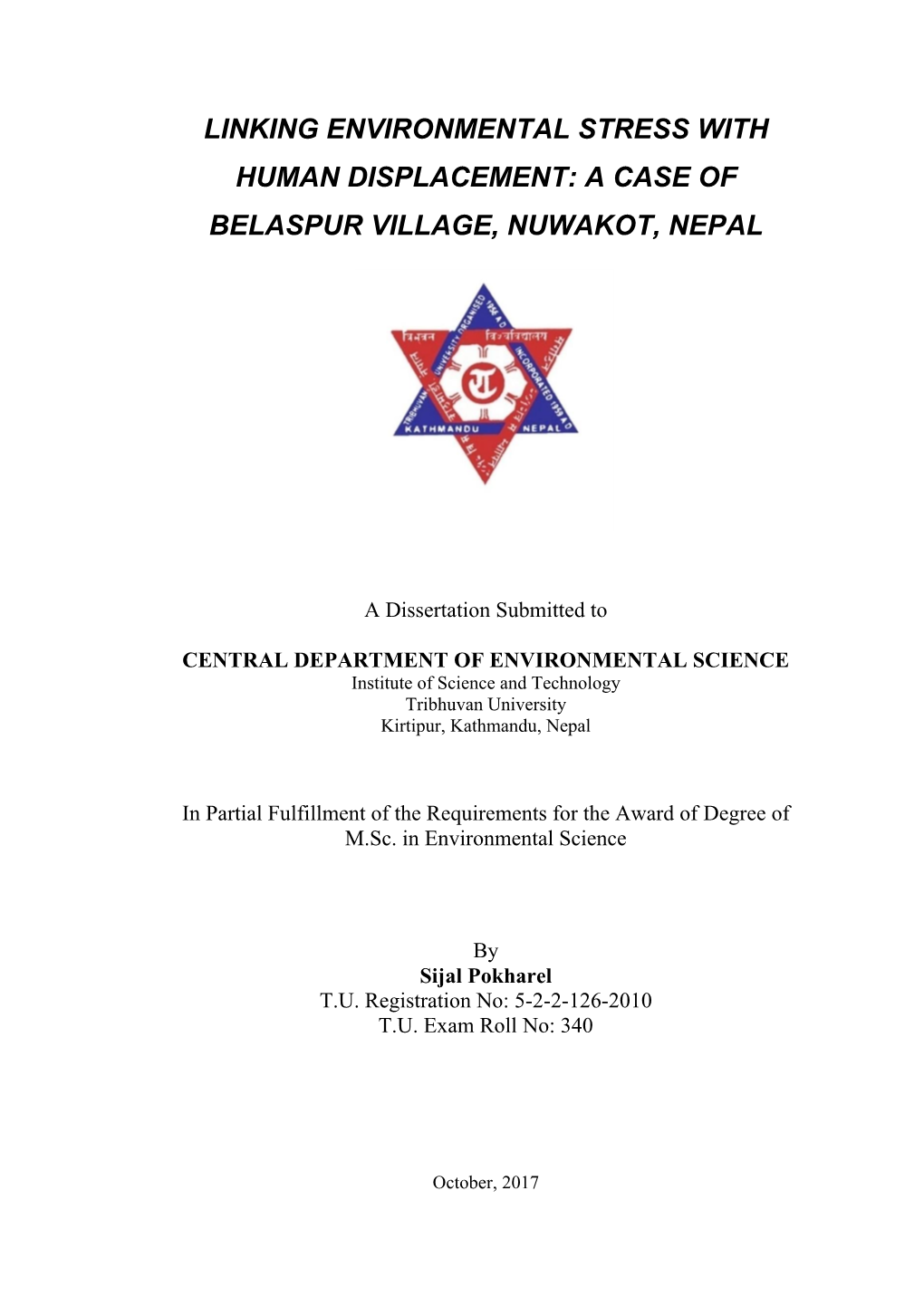 A Case of Belaspur Village, Nuwakot, Nepal