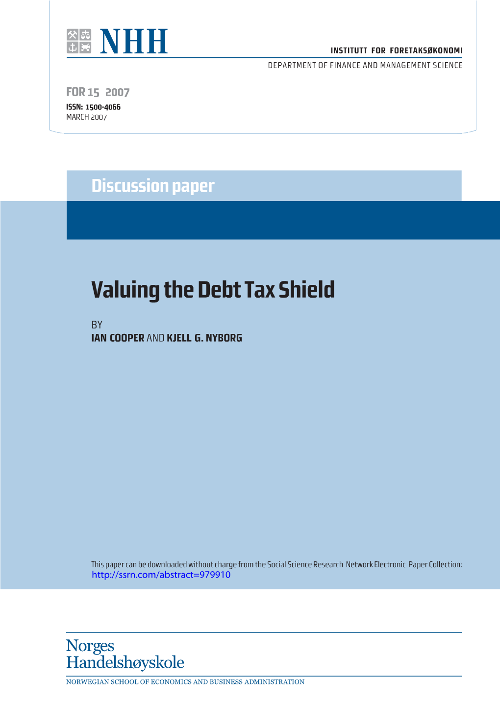 Valuing the Debt Tax Shield