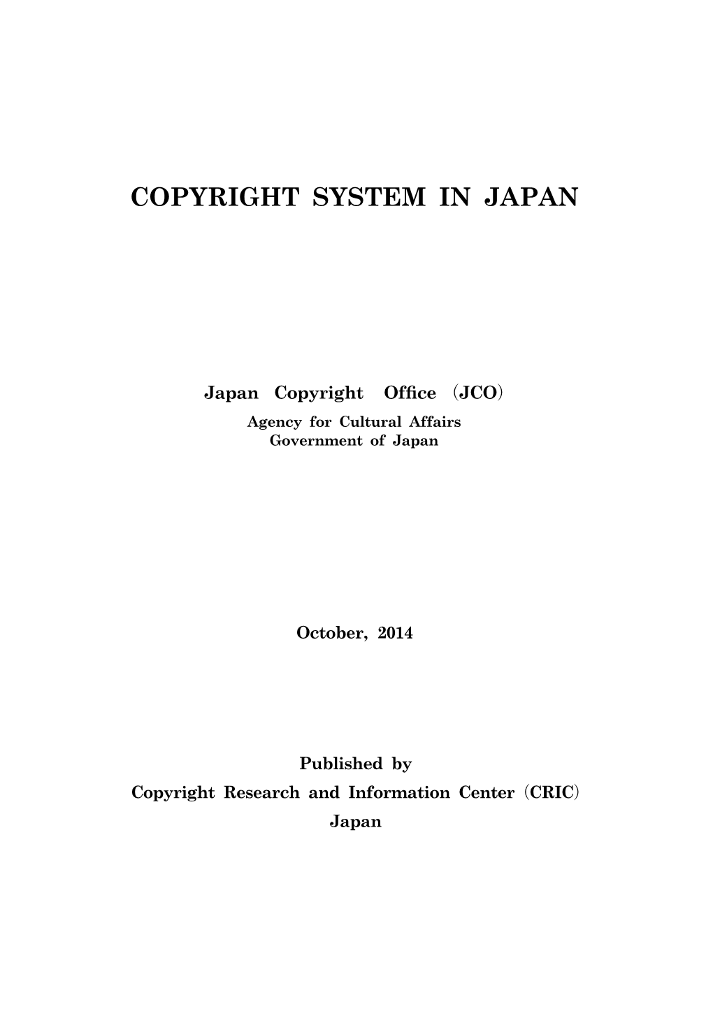 Copyright System in Japan