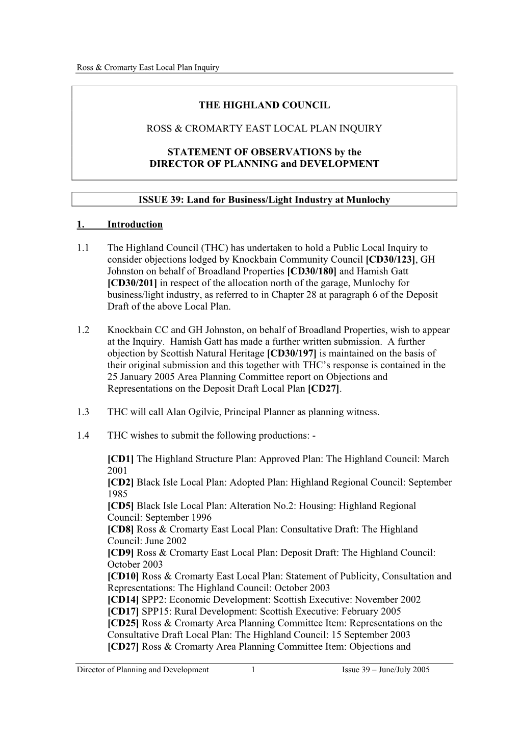 The Highland Council Ross & Cromarty East Local Plan