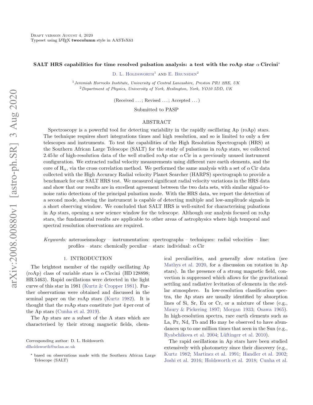 SALT HRS Capabilities for Time Resolved Pulsation Analysis: a Test