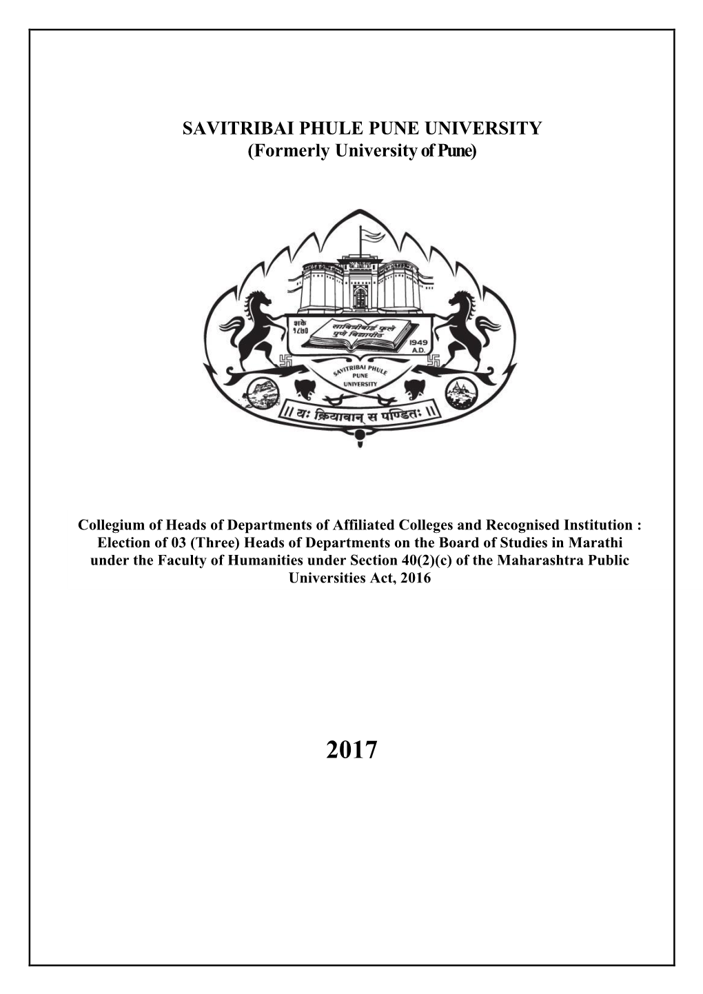 Marathi Under the Faculty of Humanities Under Section 40(2)(C) of the Maharashtra Public Universities Act, 2016