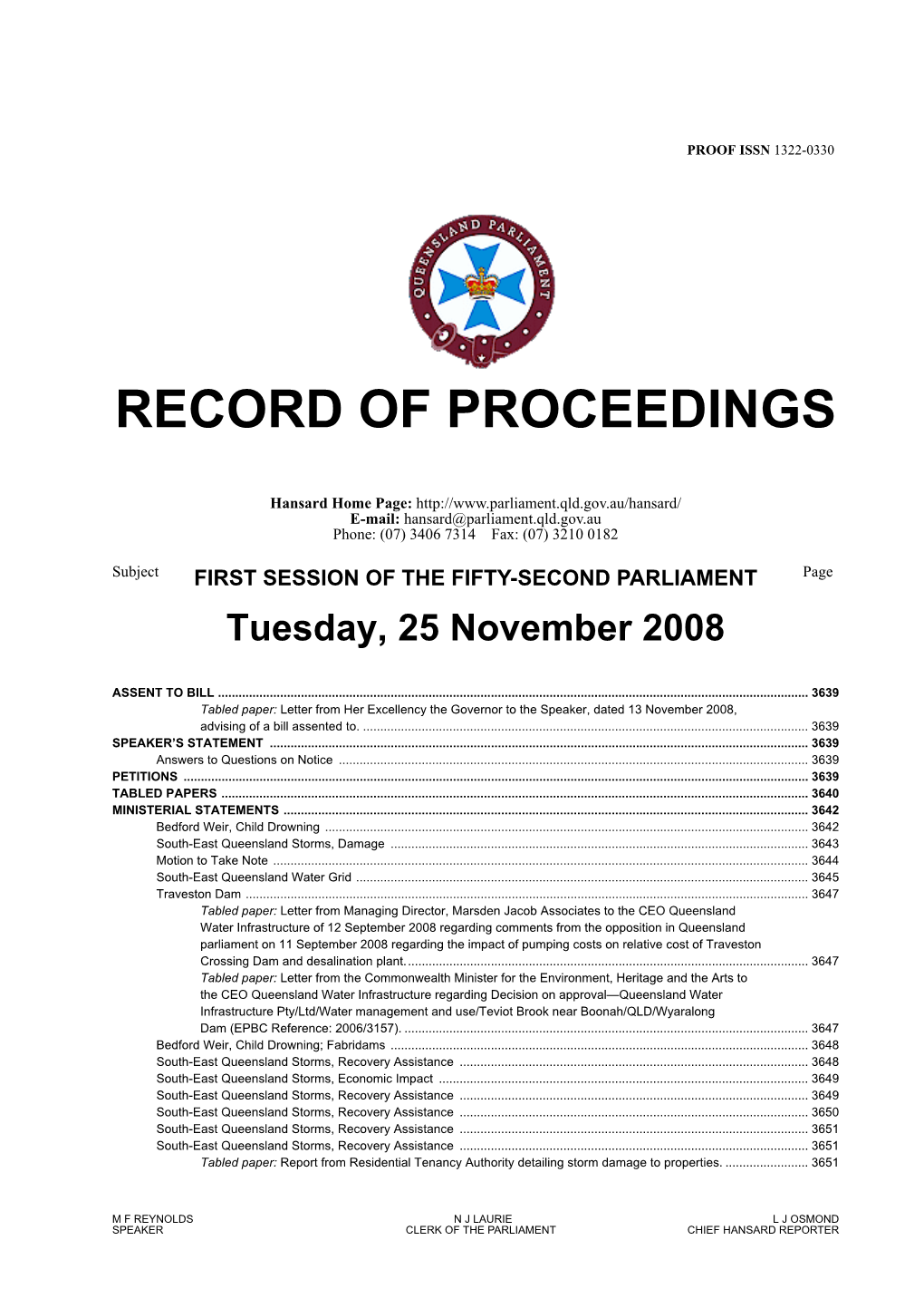 Record of Proceedings