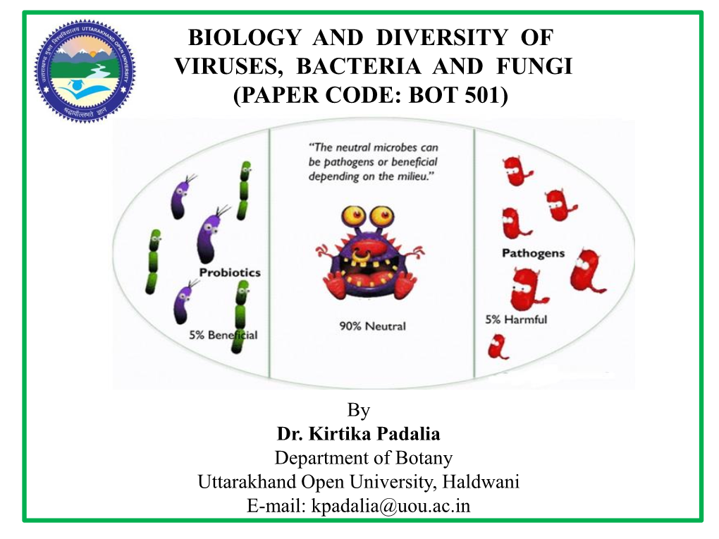 Unit –8– Economic Importance of Bacteria by Dr. Kirtika