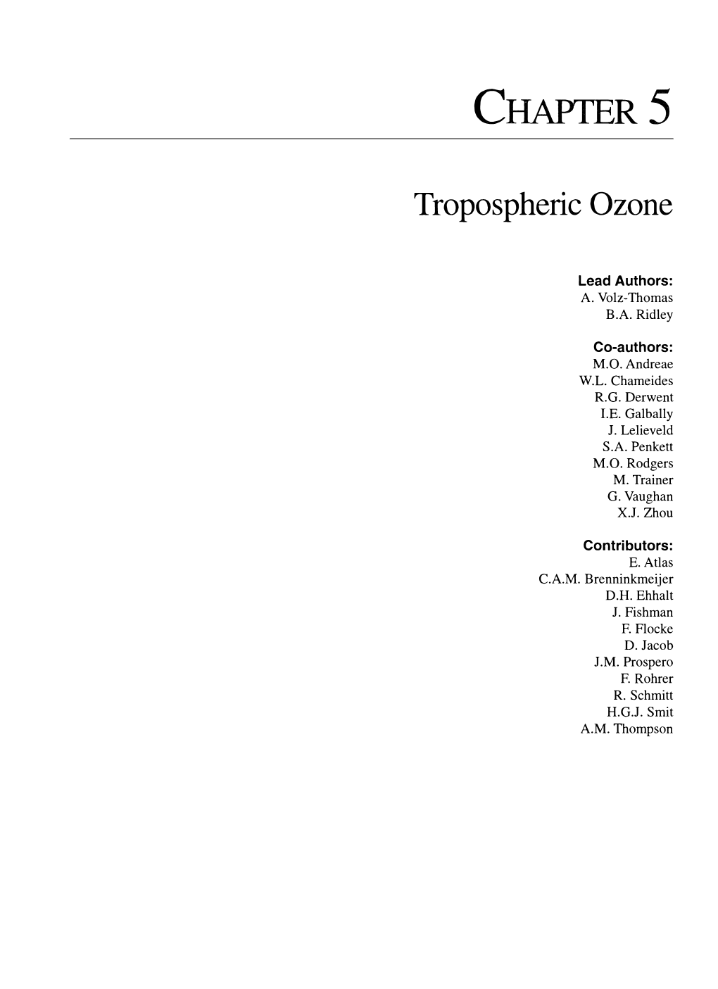 CHAPTERS Tropospheric Ozone