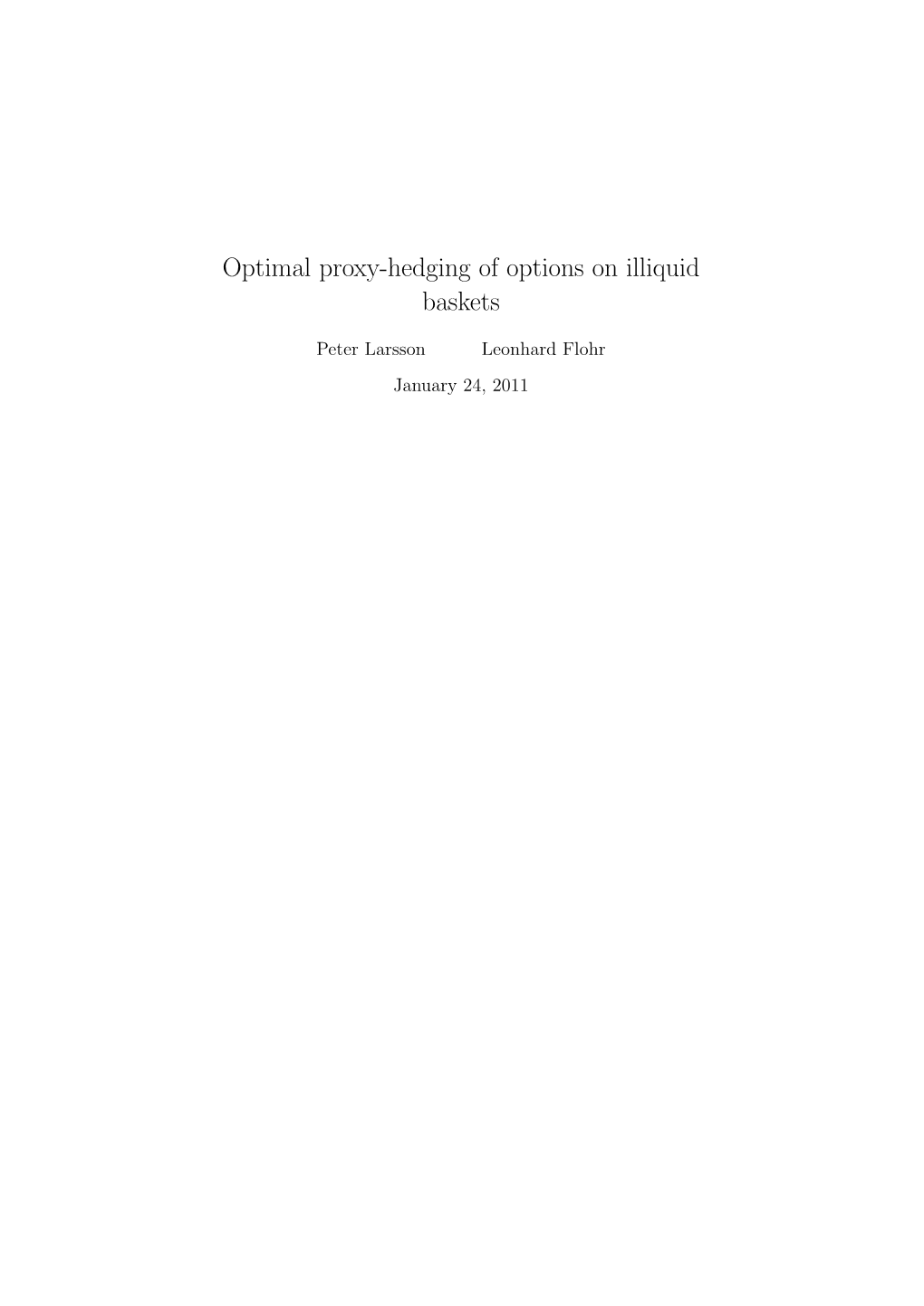 Optimal Proxy-Hedging of Options on Illiquid Baskets