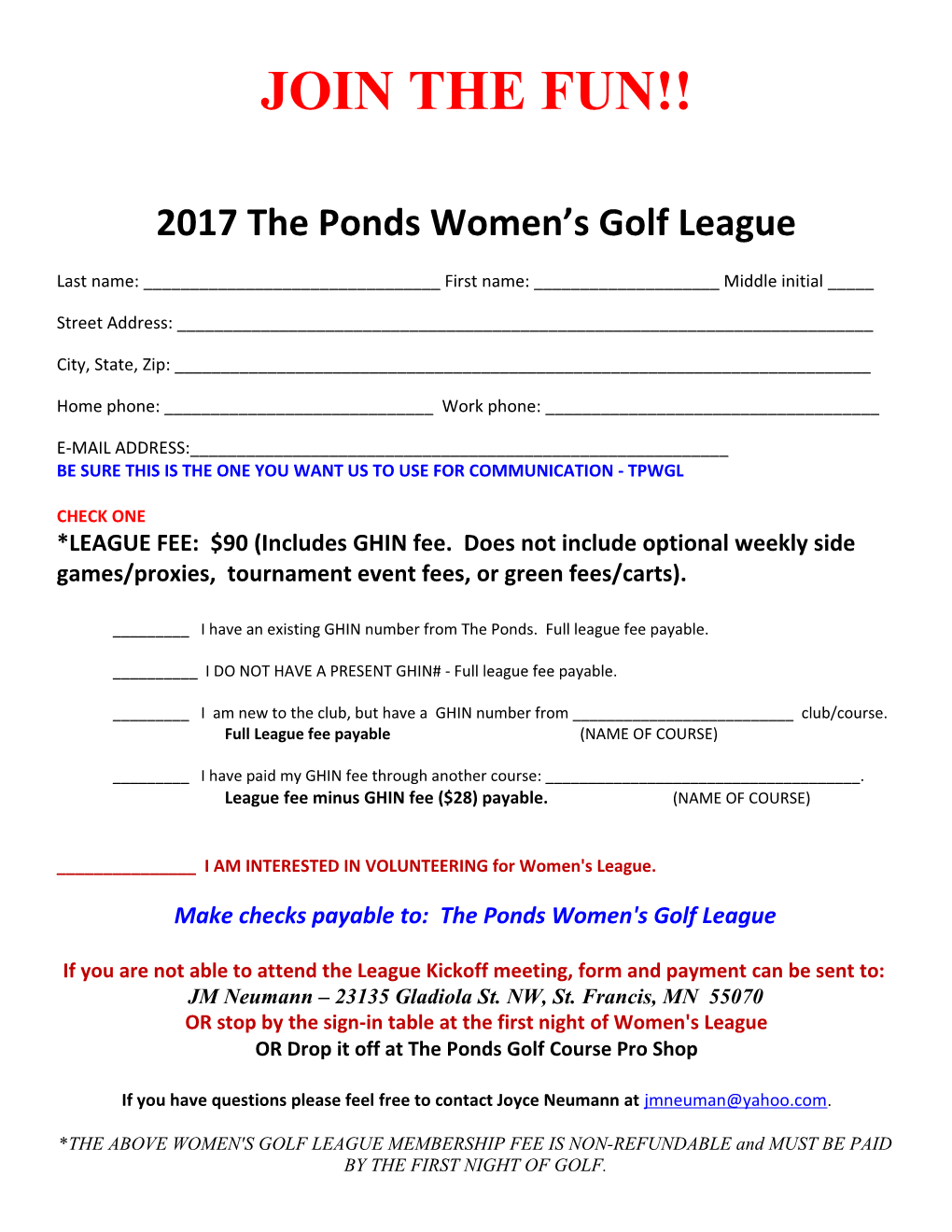 2017 the Ponds Women S Golf League