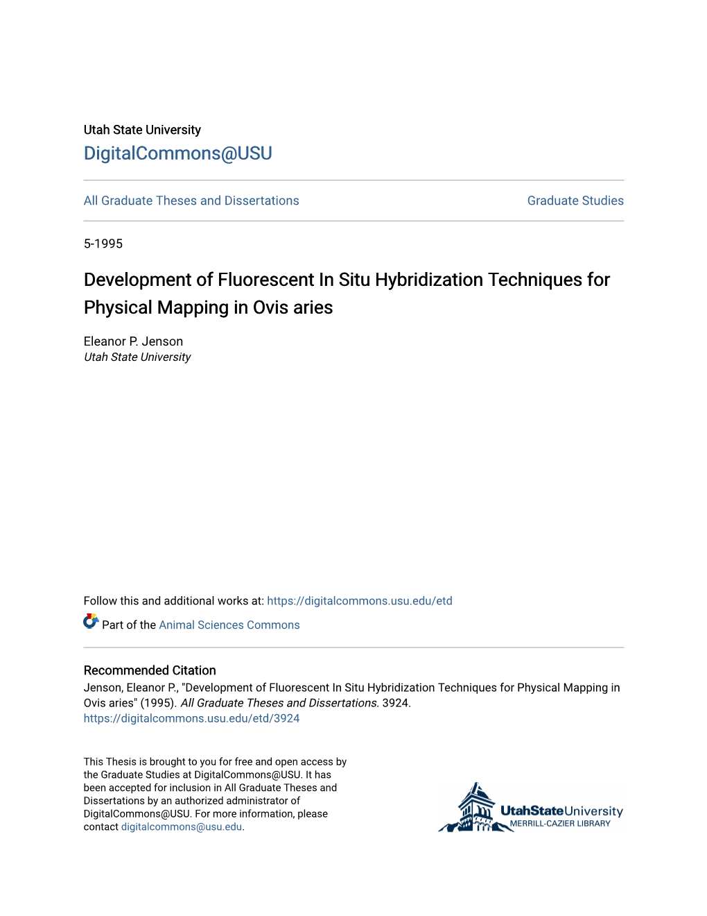 Development of Fluorescent in Situ Hybridization Techniques for Physical Mapping in Ovis Aries