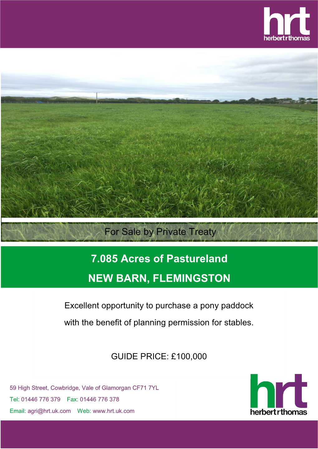 7.085 Acres of Pastureland NEW BARN, FLEMINGSTON