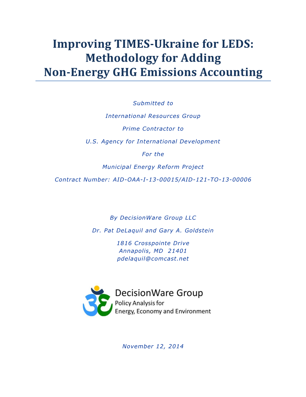 Methodology for Adding Non-Energy GHG Emissions Accounting