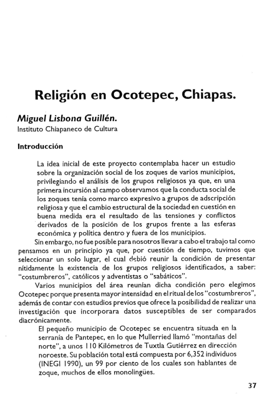 Religión En Ocotepec, Chiapas. Zyxwvutsrqponmlkjihgfedcbazyxwvutsrqponmlkjihgfedcba