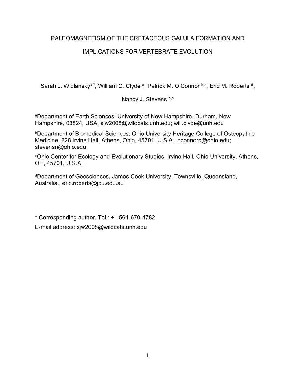 Paleomagnetism of the Cretaceous Galula Formation And