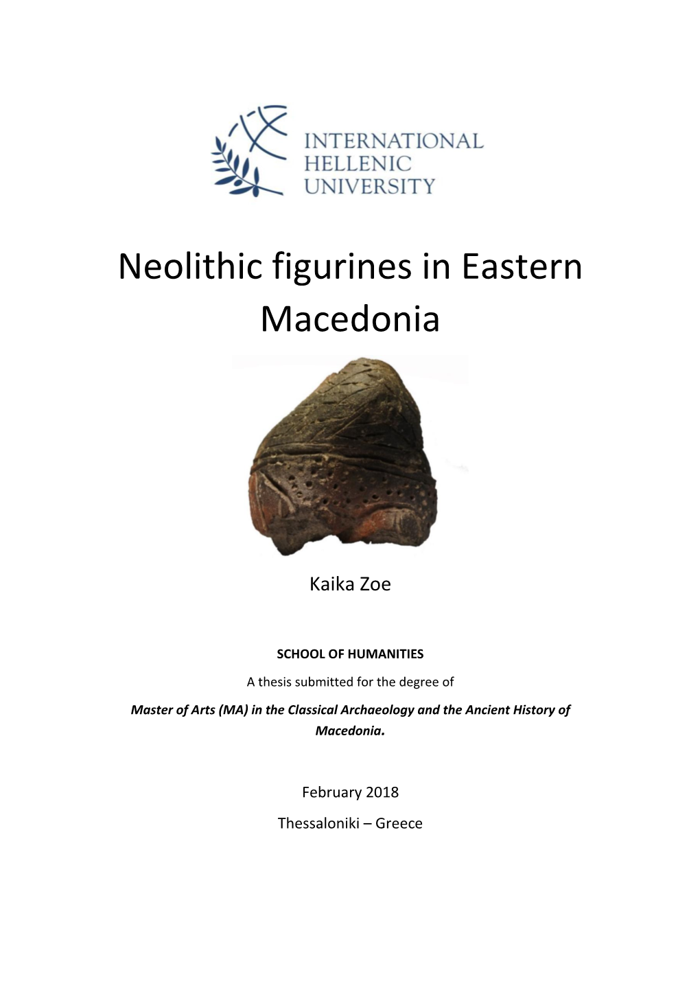 Neolithic Figurines in Eastern Macedonia