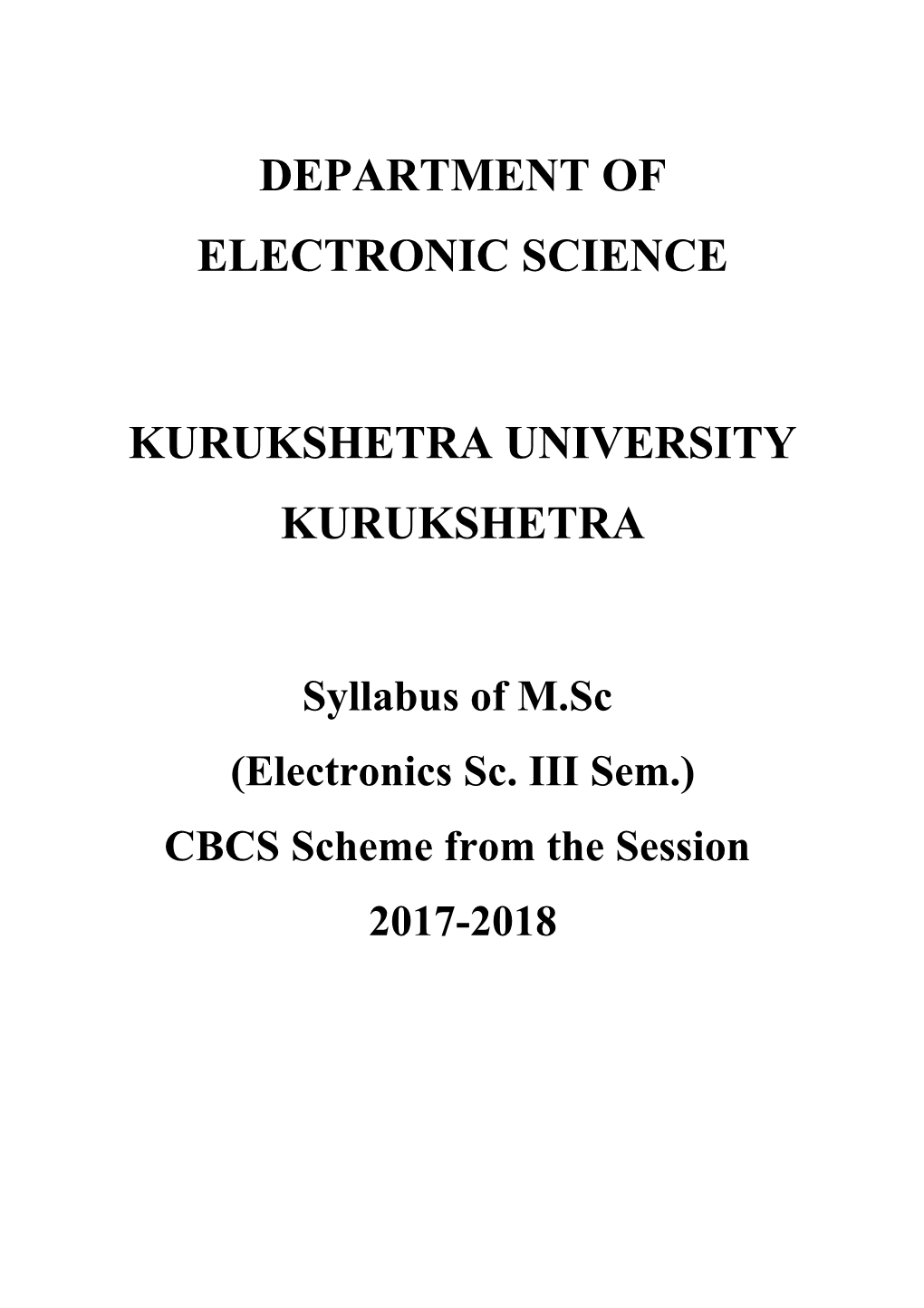 Department of Electronic Science