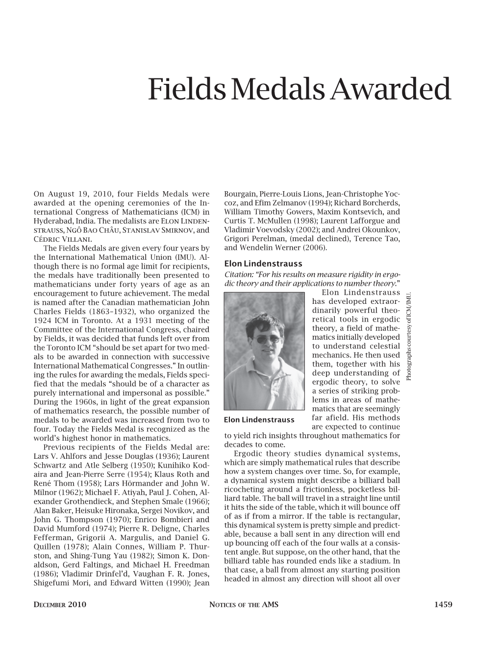 Fields Medals Awarded