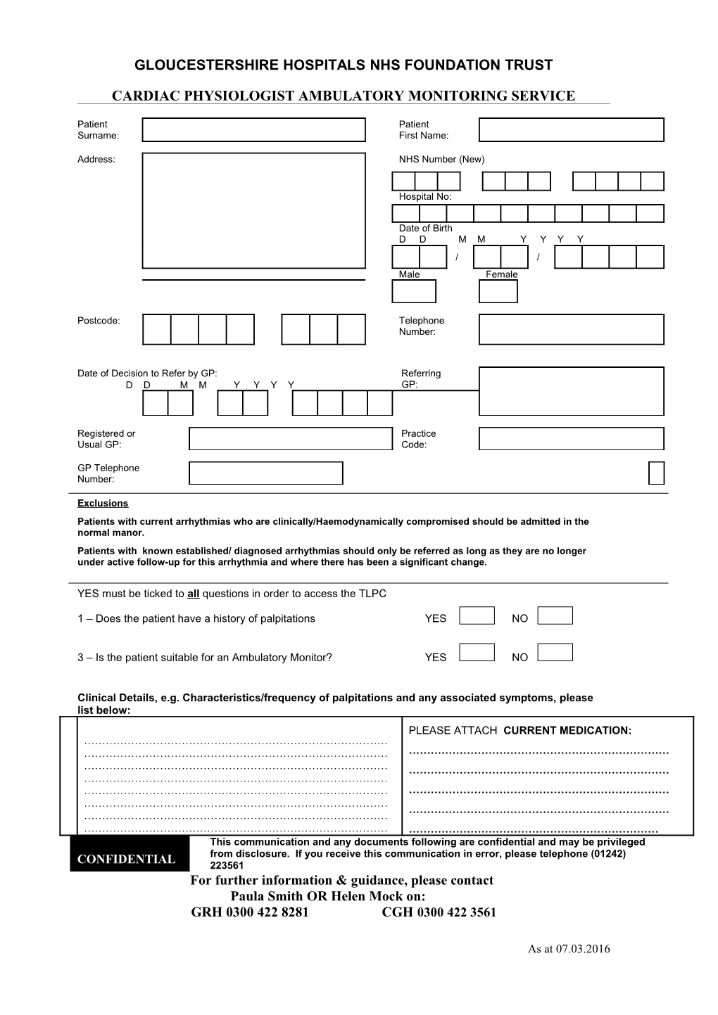 Cardiac Physiologist Ambulatory Monitoring Service Referrral