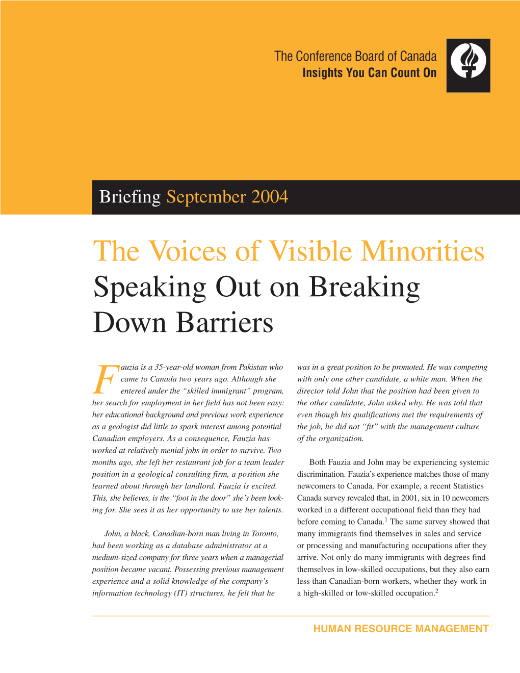 The Voices of Visible Minorities—Speaking out on Breaking Down Barriers by Bente Baklid