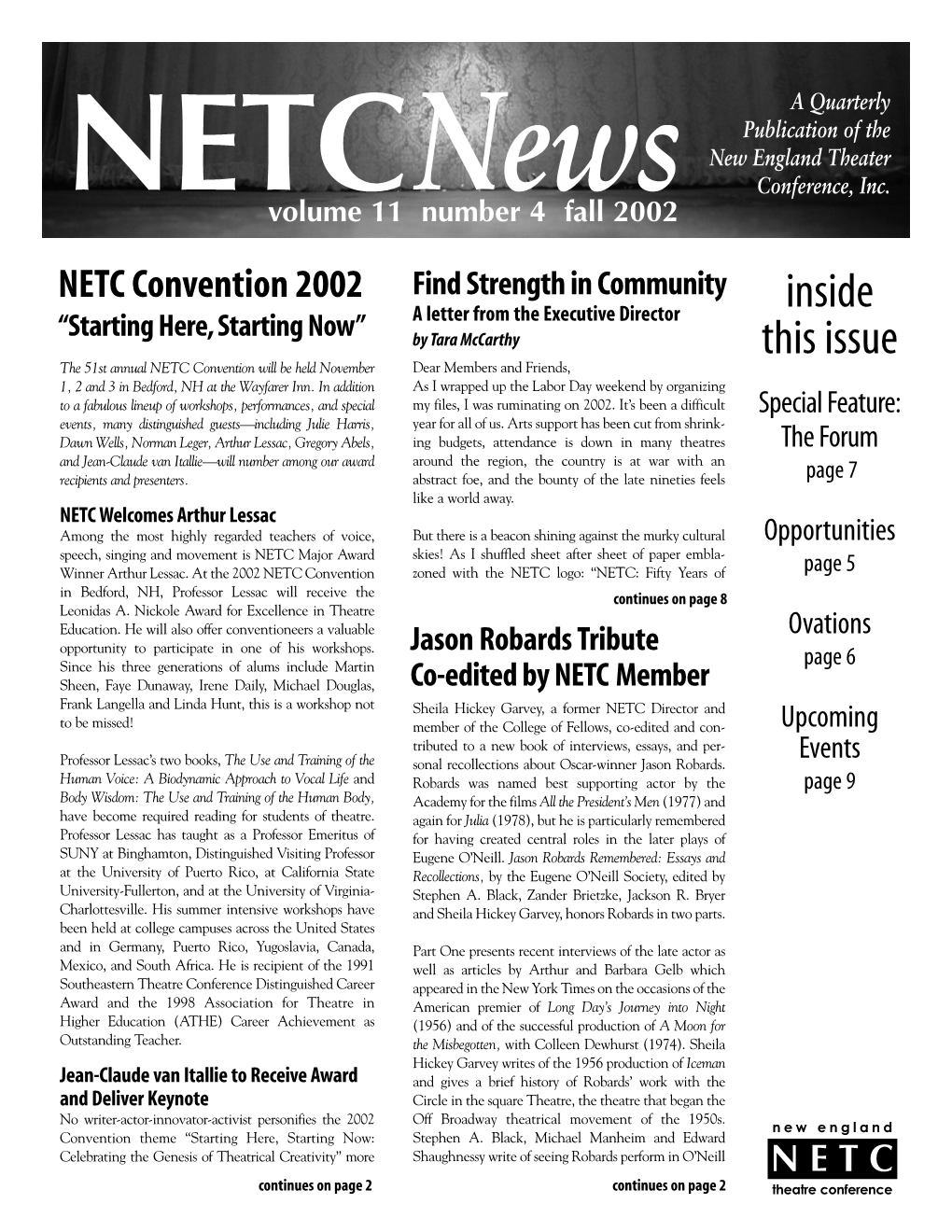 NETC News, Vol. 11, No. 4, Fall 2002