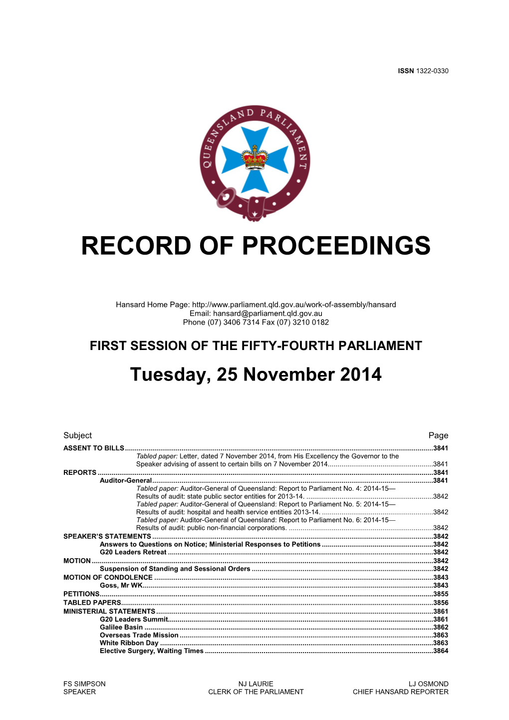 Record of Proceedings