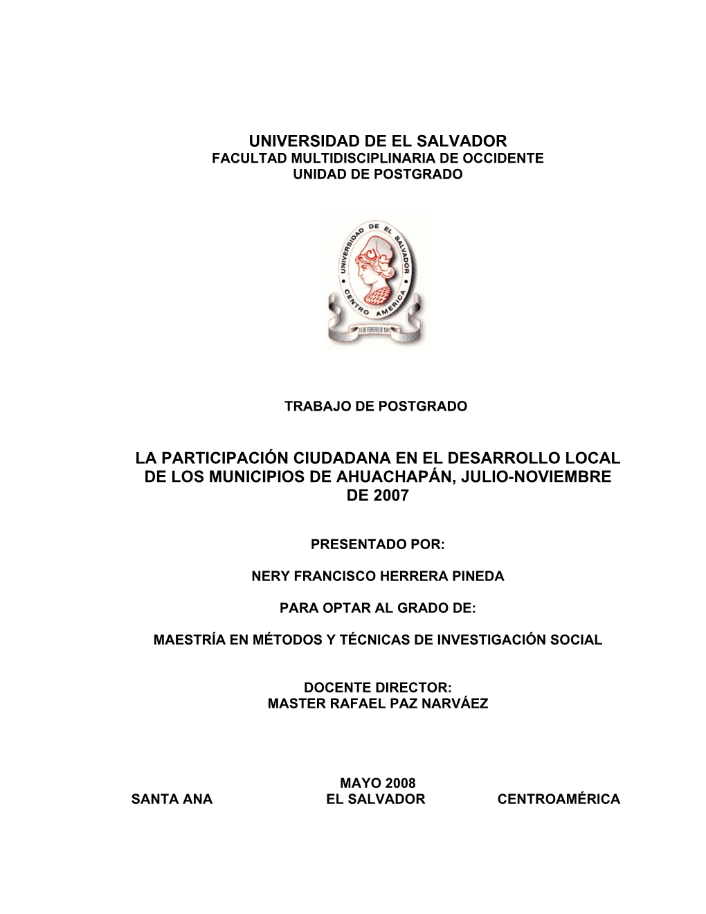 Capitulo I Concepción De La Participación Ciudadana Y El Desarrollo Local