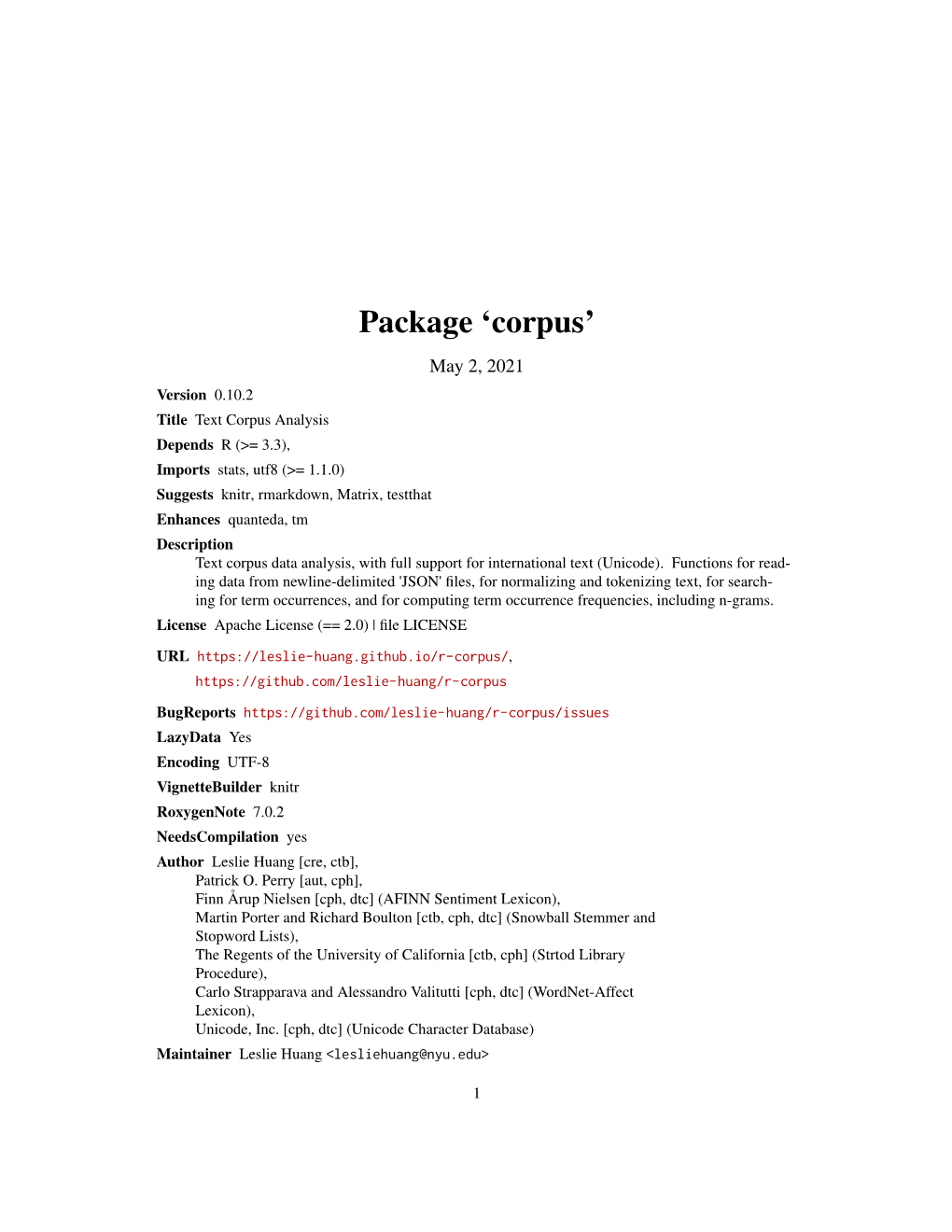 Package 'Corpus'