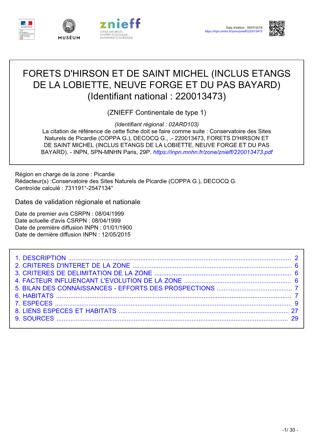 FORETS D'hirson ET DE SAINT MICHEL (INCLUS ETANGS DE LA LOBIETTE, NEUVE FORGE ET DU PAS BAYARD) (Identifiant National : 220013473)