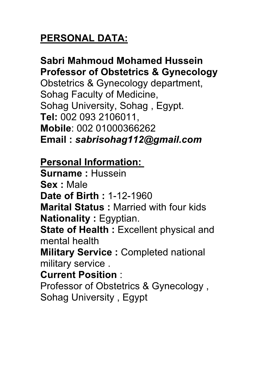 Professor of Obstetrics and Gynecology
