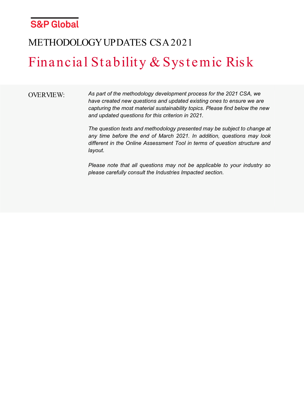 Financial Stability & Systemic Risk