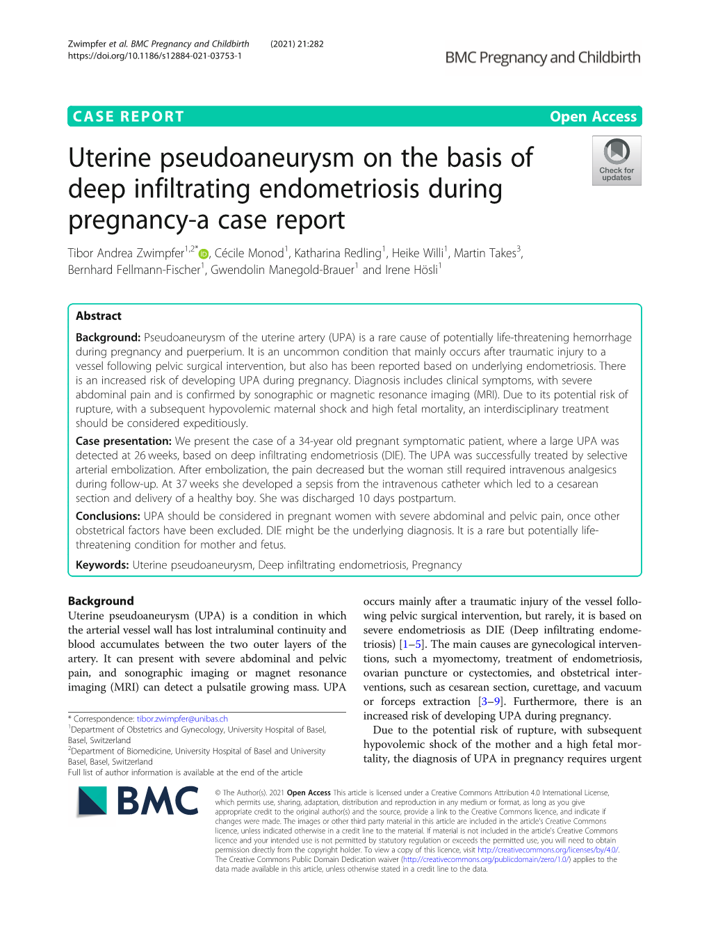 Uterine Pseudoaneurysm on the Basis of Deep Infiltrating Endometriosis During Pregnancy-A Case Report