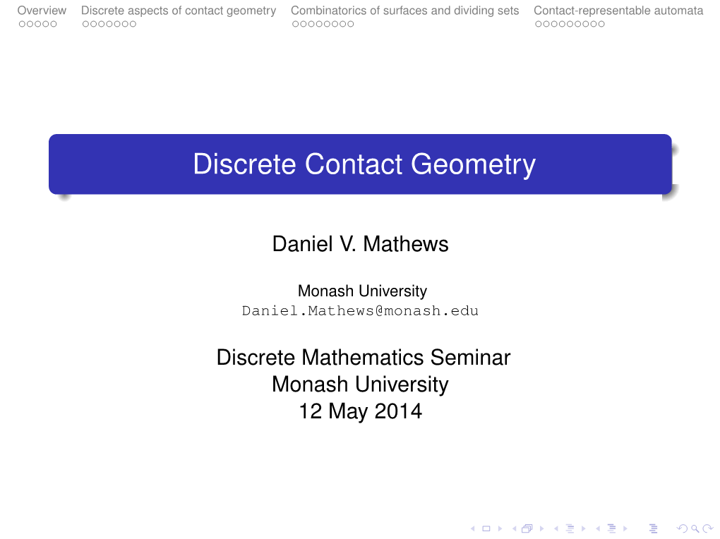Discrete Contact Geometry